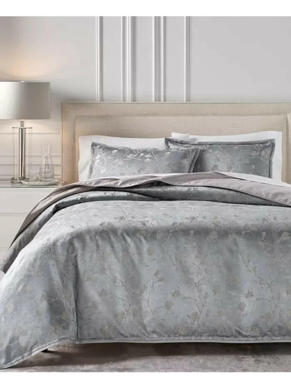 Hotel Collection Sakura Blossom Comforter Set King Slate Blue New $625